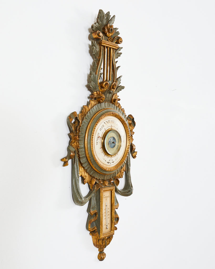 19th Century Italian Carved Louis XVI Style Giltwood Barometer
