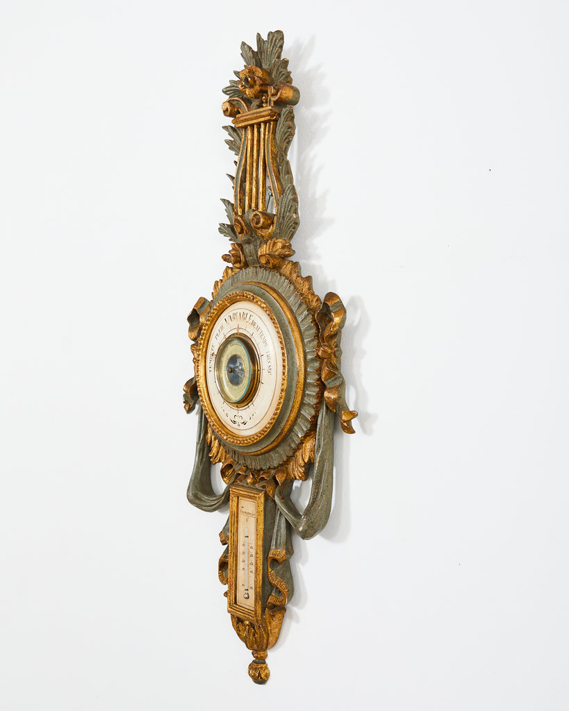 19th Century Italian Carved Louis XVI Style Giltwood Barometer