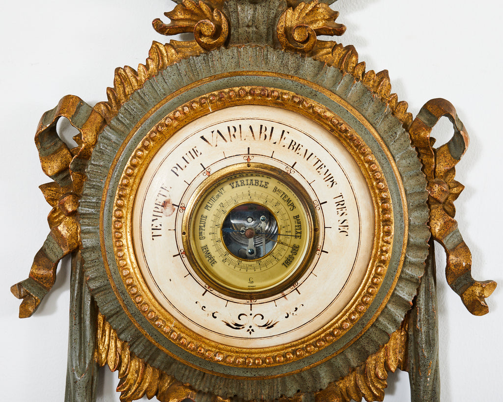19th Century Italian Carved Louis XVI Style Giltwood Barometer