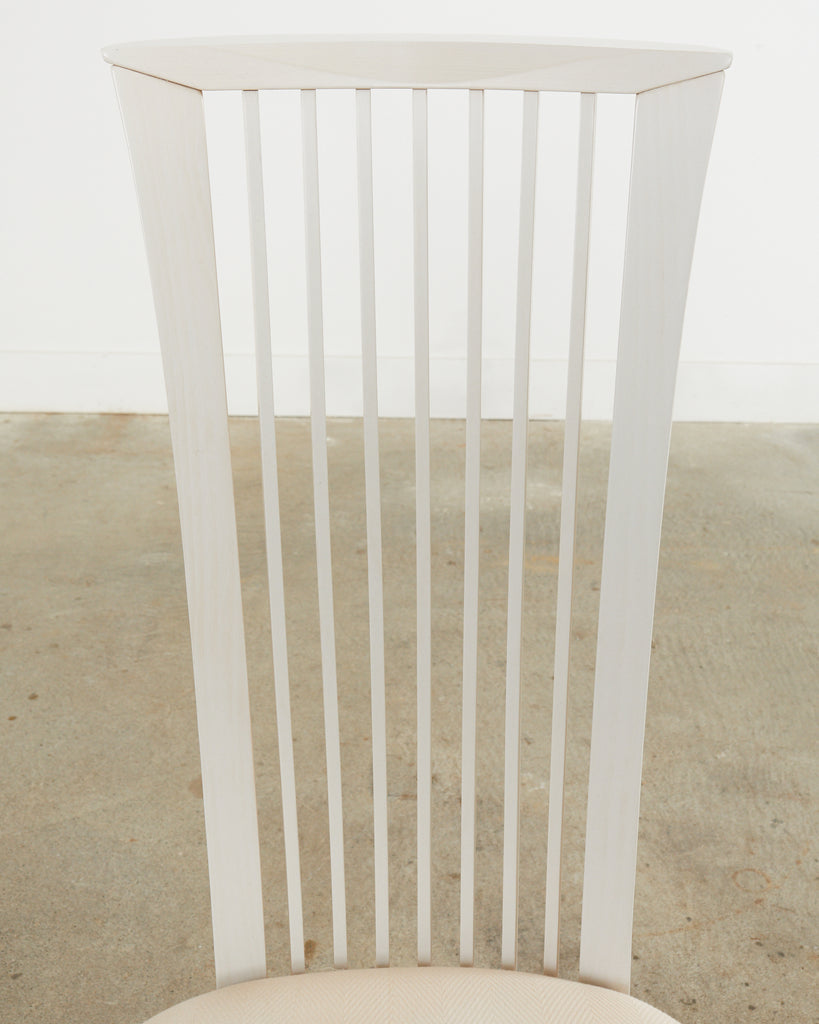 Set of Four Pietro Costantini Post Modern Oyster Lacquered Dining Chairs