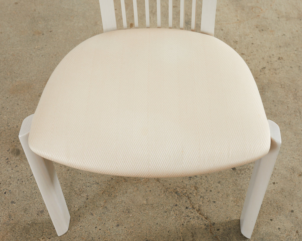 Set of Four Pietro Costantini Post Modern Oyster Lacquered Dining Chairs