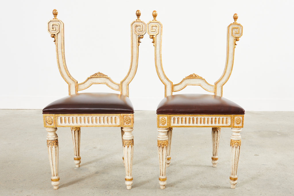 Pair of Italian Neoclassical Style Backless Hall Chairs