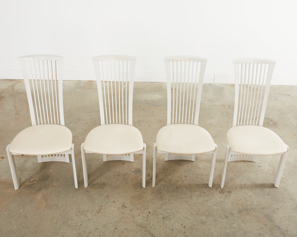 Set of Four Pietro Costantini Post Modern Oyster Lacquered Dining Chairs