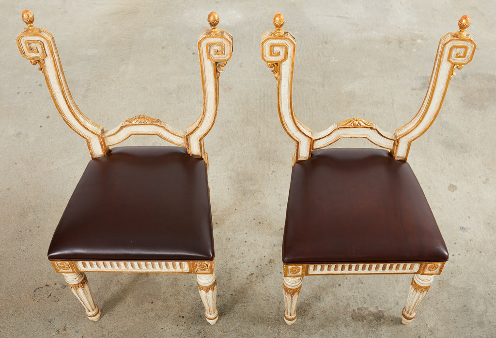 Pair of Italian Neoclassical Style Backless Hall Chairs