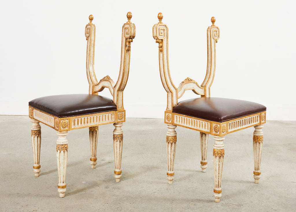 Pair of Italian Neoclassical Style Backless Hall Chairs