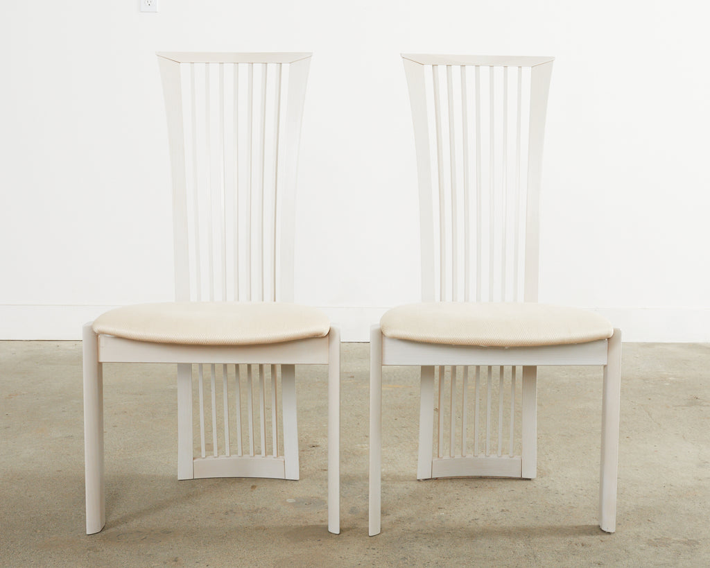 Set of Four Pietro Costantini Post Modern Oyster Lacquered Dining Chairs