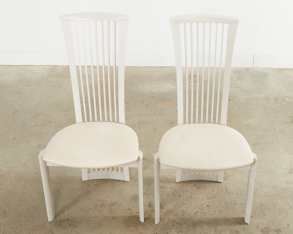 Set of Four Pietro Costantini Post Modern Oyster Lacquered Dining Chairs