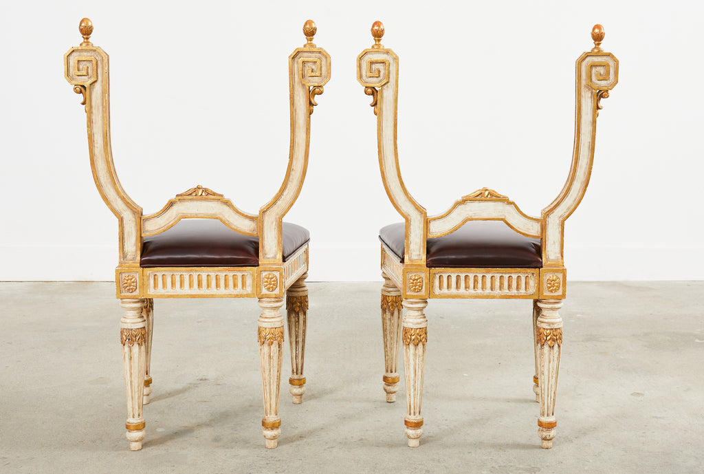 Pair of Italian Neoclassical Style Backless Hall Chairs