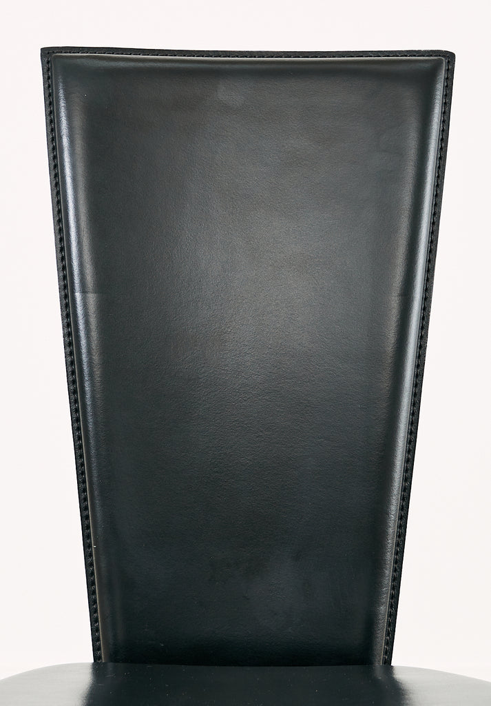 Set of Six Italian Arper Modern Leather Chrome Dining Chairs