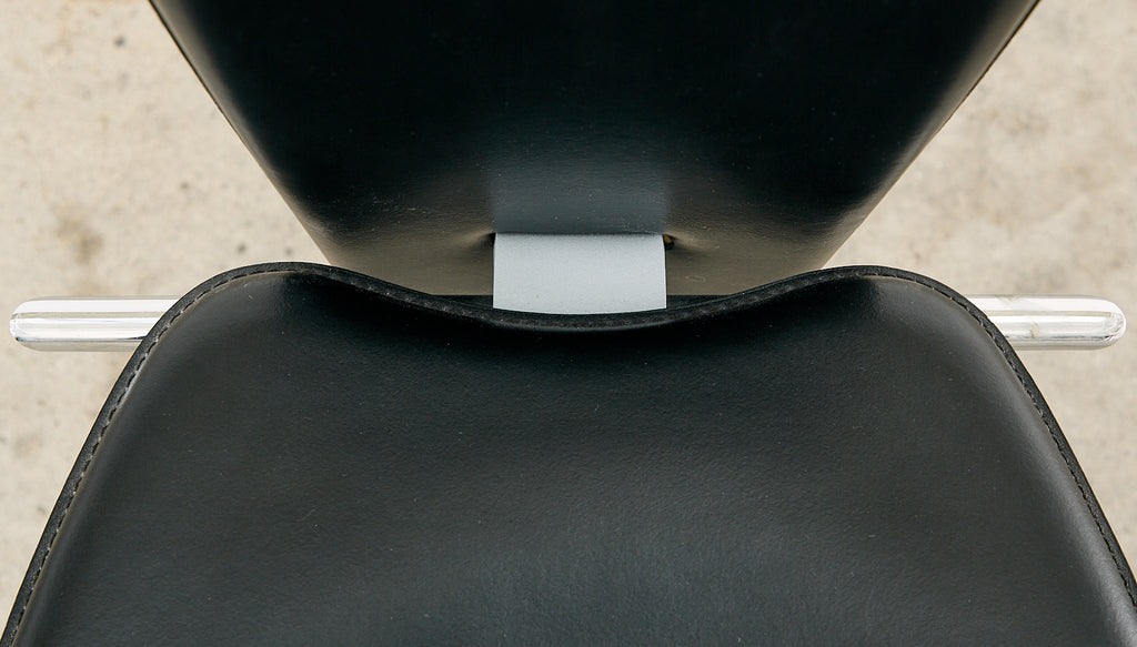 Set of Six Italian Arper Modern Leather Chrome Dining Chairs