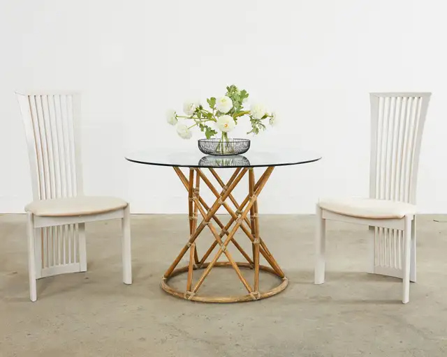 Set of Four Pietro Costantini Post Modern Oyster Lacquered Dining Chairs