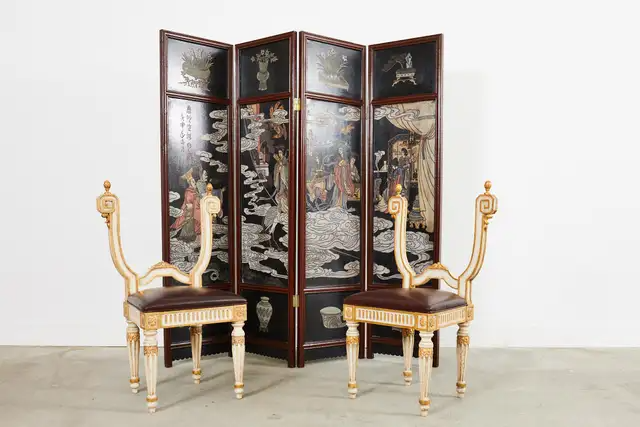 Pair of Italian Neoclassical Style Backless Hall Chairs