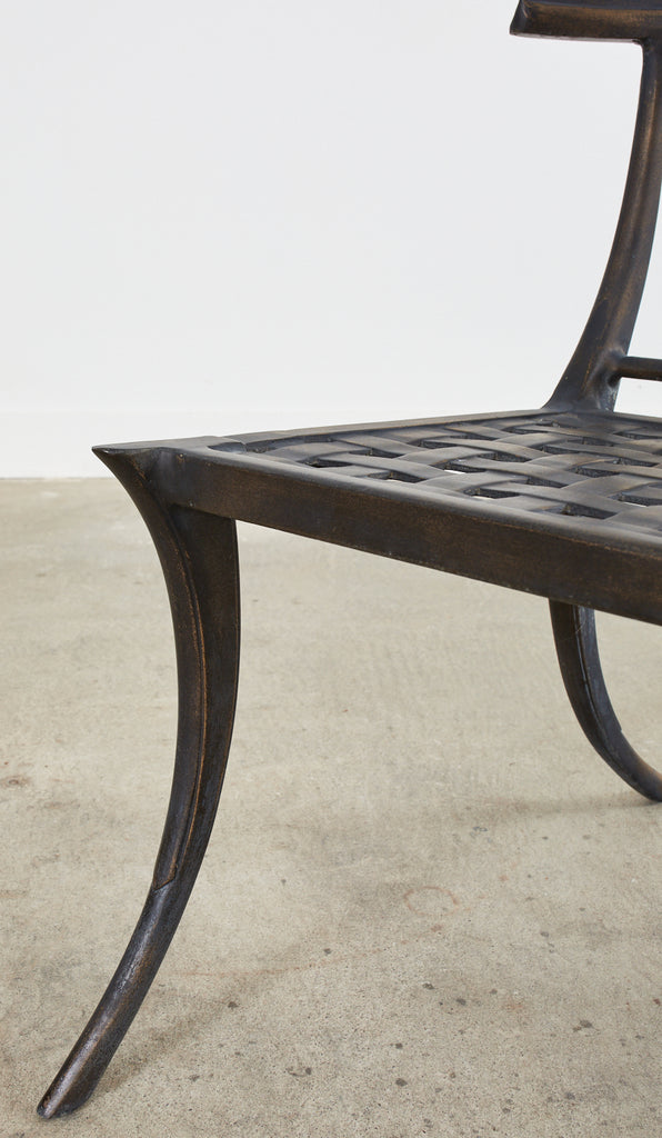 Set of Four Michael Taylor Bronzed Metal Klismos Garden Chairs