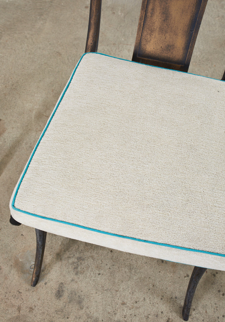 Set of Four Michael Taylor Bronzed Metal Klismos Garden Chairs