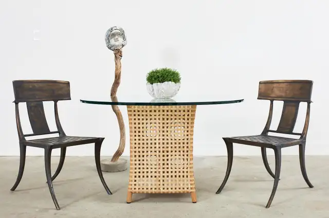 Set of Four Michael Taylor Bronzed Metal Klismos Garden Chairs