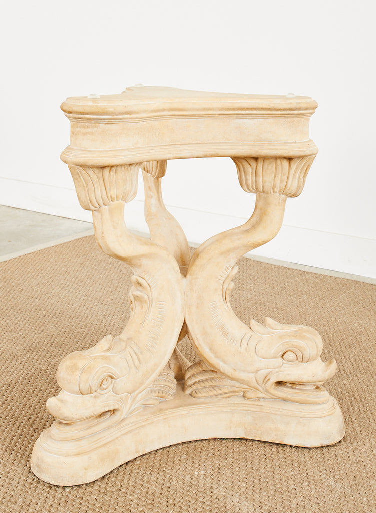 Neoclassical Venetian Grotto Style Dolphin Center Table