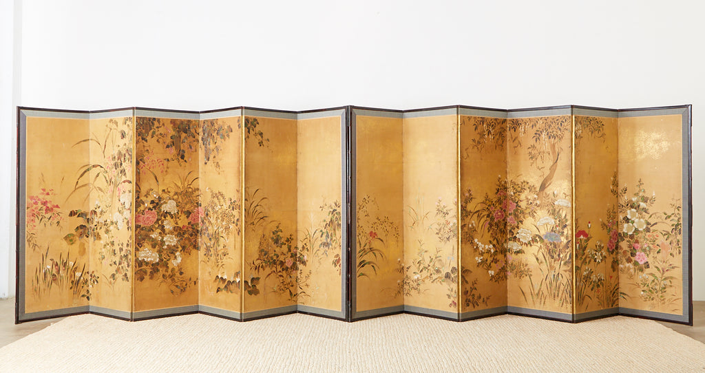 Pair of Japanese Edo Rinpa School Screens after Sostesu
