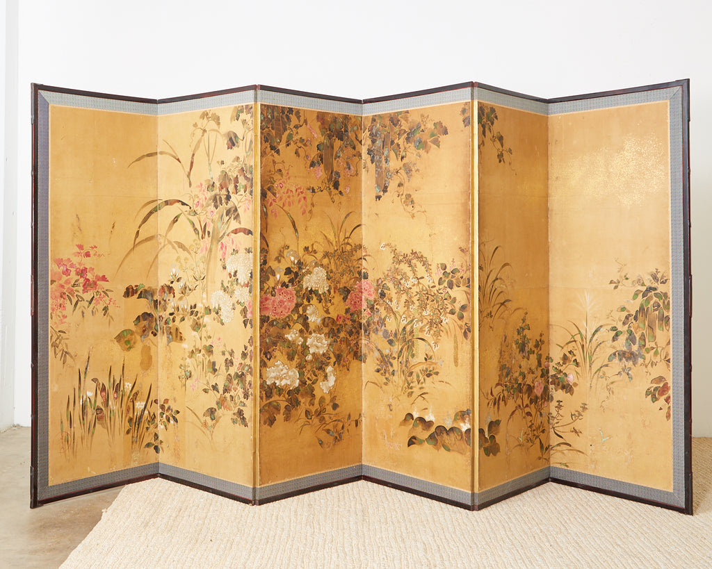 Pair of Japanese Edo Rinpa School Screens after Sostesu