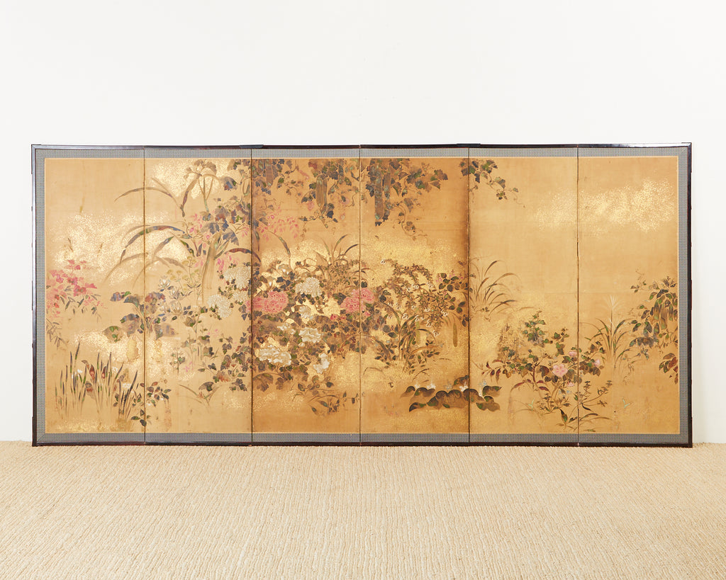 Pair of Japanese Edo Rinpa School Screens after Sostesu