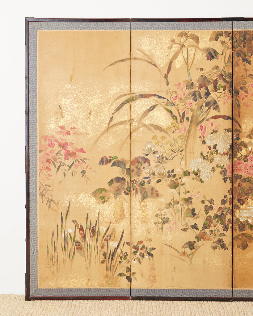 Pair of Japanese Edo Rinpa School Screens after Sostesu