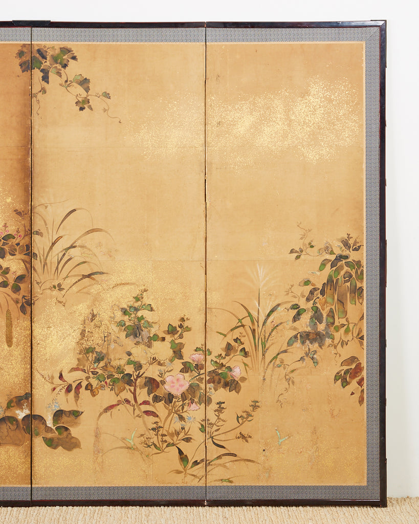 Pair of Japanese Edo Rinpa School Screens after Sostesu