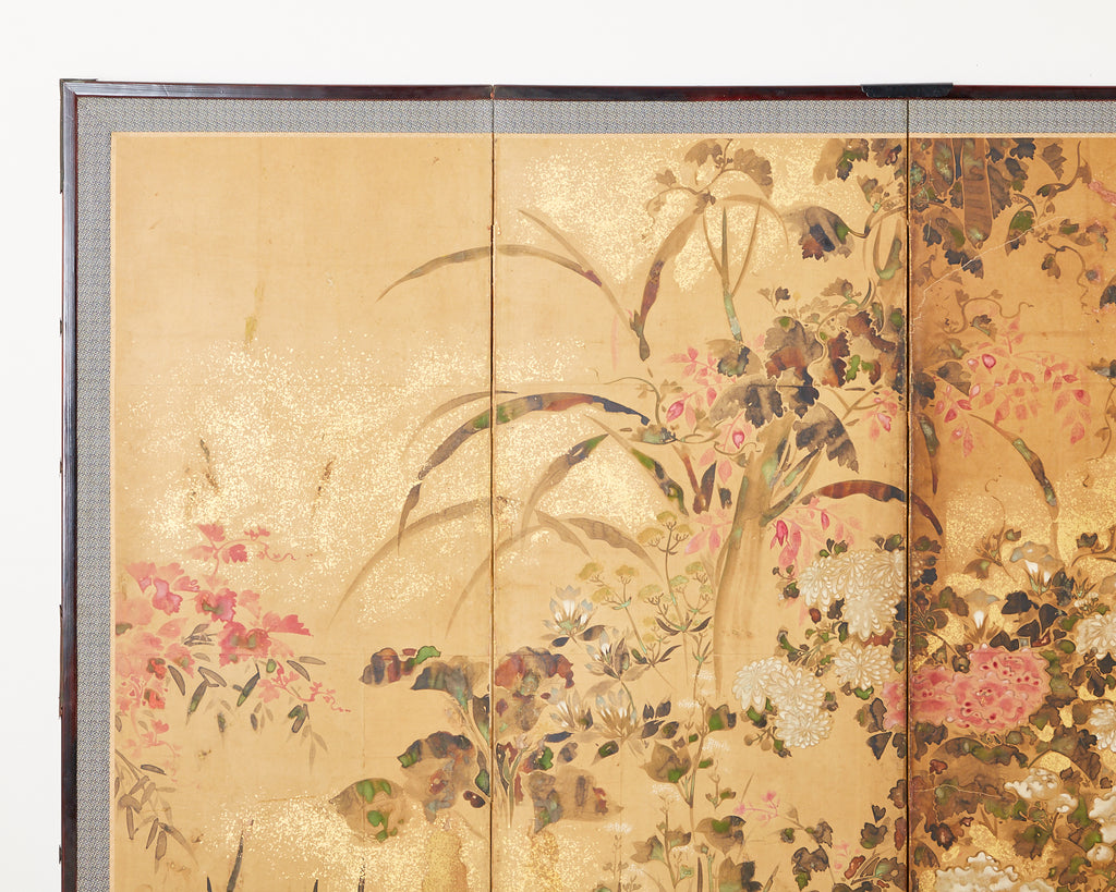 Pair of Japanese Edo Rinpa School Screens after Sostesu