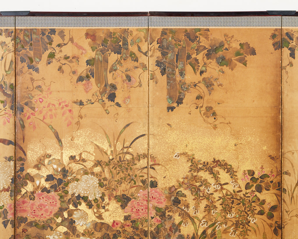 Pair of Japanese Edo Rinpa School Screens after Sostesu