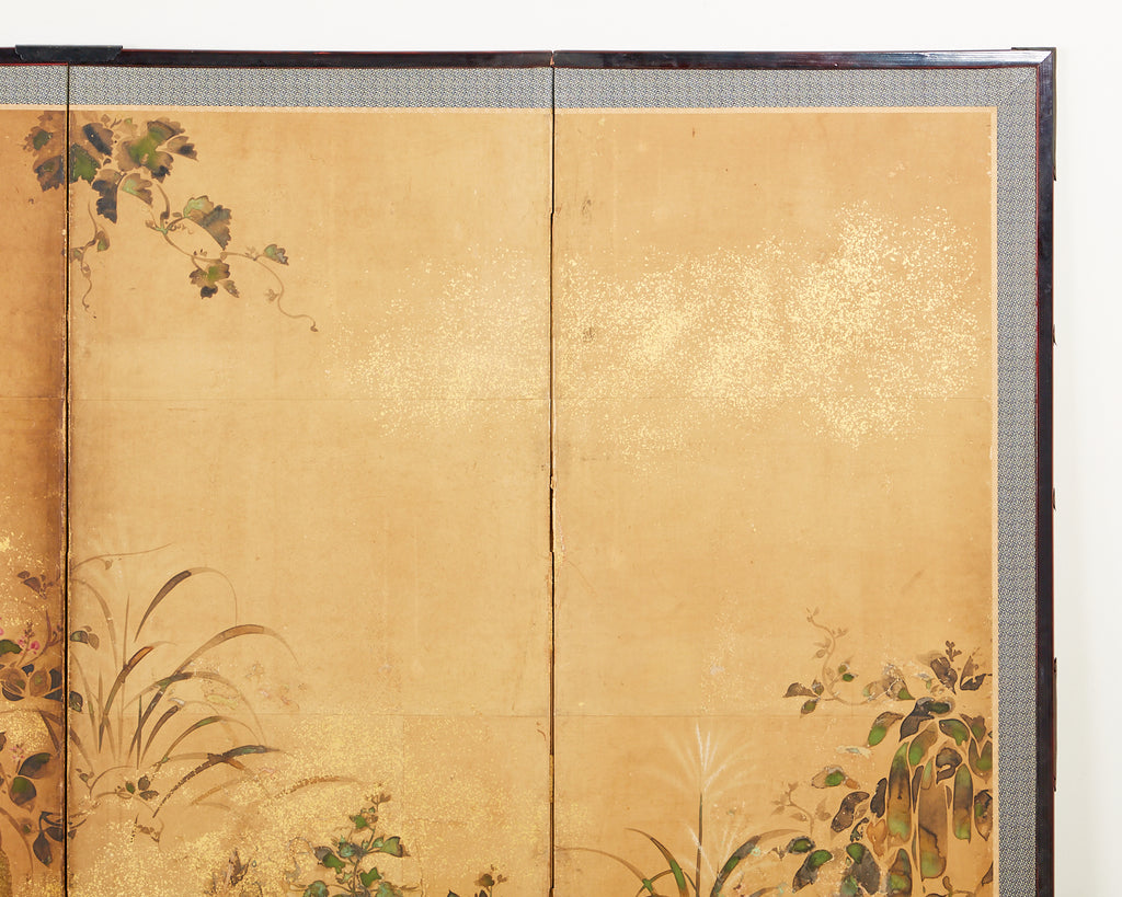 Pair of Japanese Edo Rinpa School Screens after Sostesu