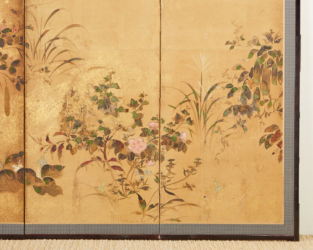 Pair of Japanese Edo Rinpa School Screens after Sostesu