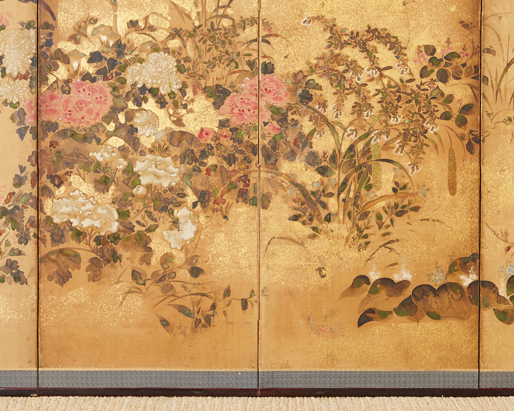 Pair of Japanese Edo Rinpa School Screens after Sostesu
