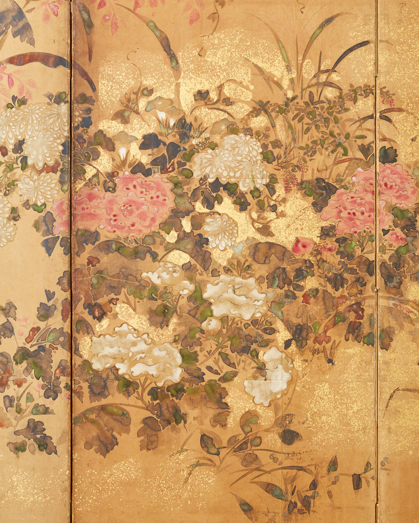 Pair of Japanese Edo Rinpa School Screens after Sostesu