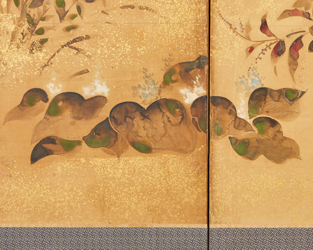 Pair of Japanese Edo Rinpa School Screens after Sostesu