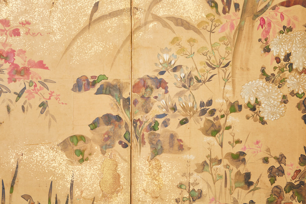 Pair of Japanese Edo Rinpa School Screens after Sostesu