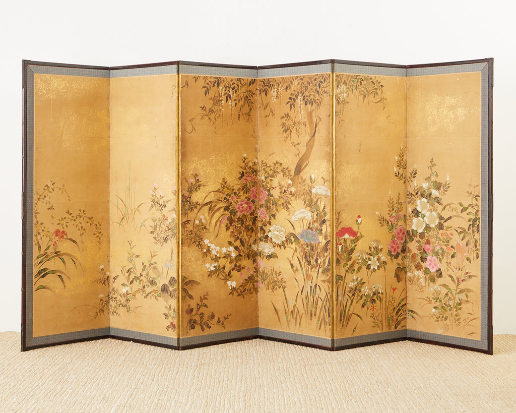 Pair of Japanese Edo Rinpa School Screens after Sostesu