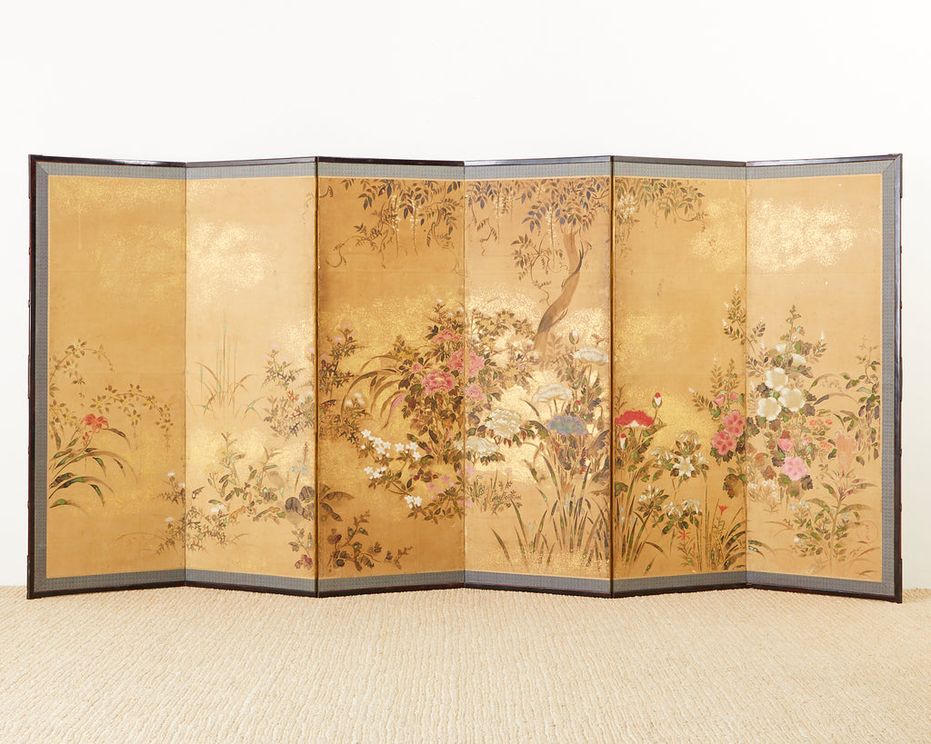 Pair of Japanese Edo Rinpa School Screens after Sostesu
