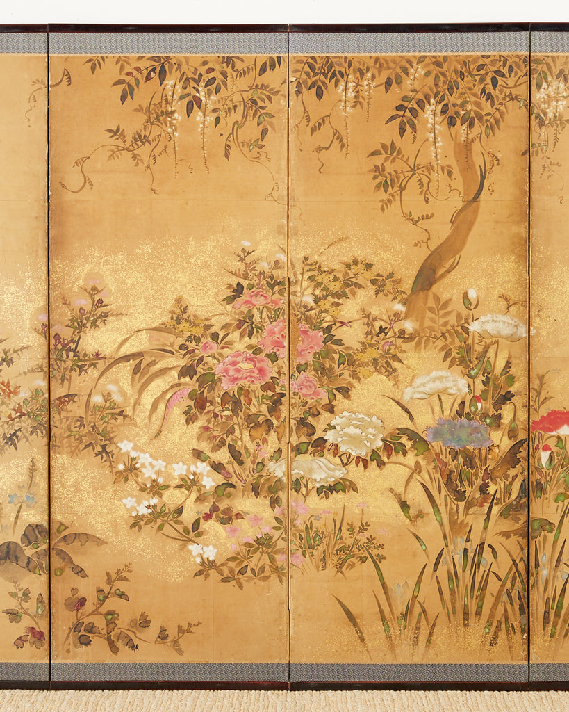 Pair of Japanese Edo Rinpa School Screens after Sostesu