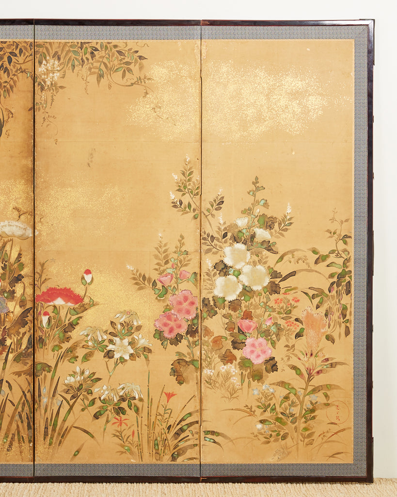 Pair of Japanese Edo Rinpa School Screens after Sostesu