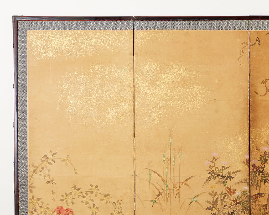 Pair of Japanese Edo Rinpa School Screens after Sostesu