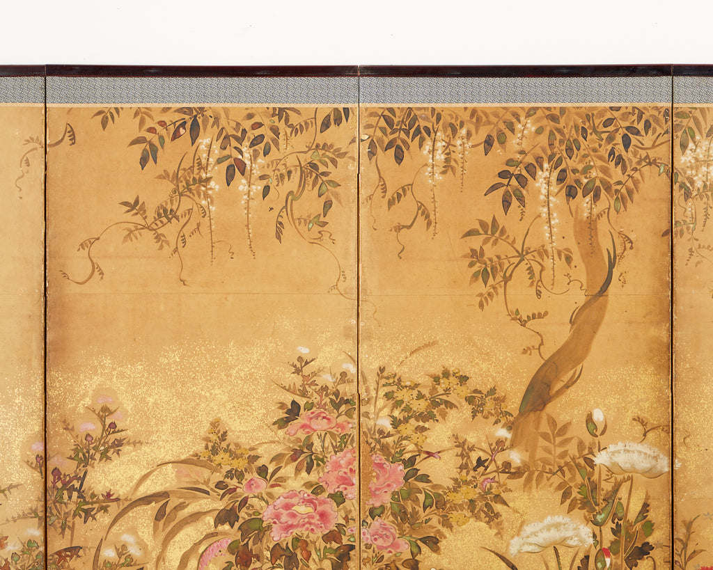 Pair of Japanese Edo Rinpa School Screens after Sostesu