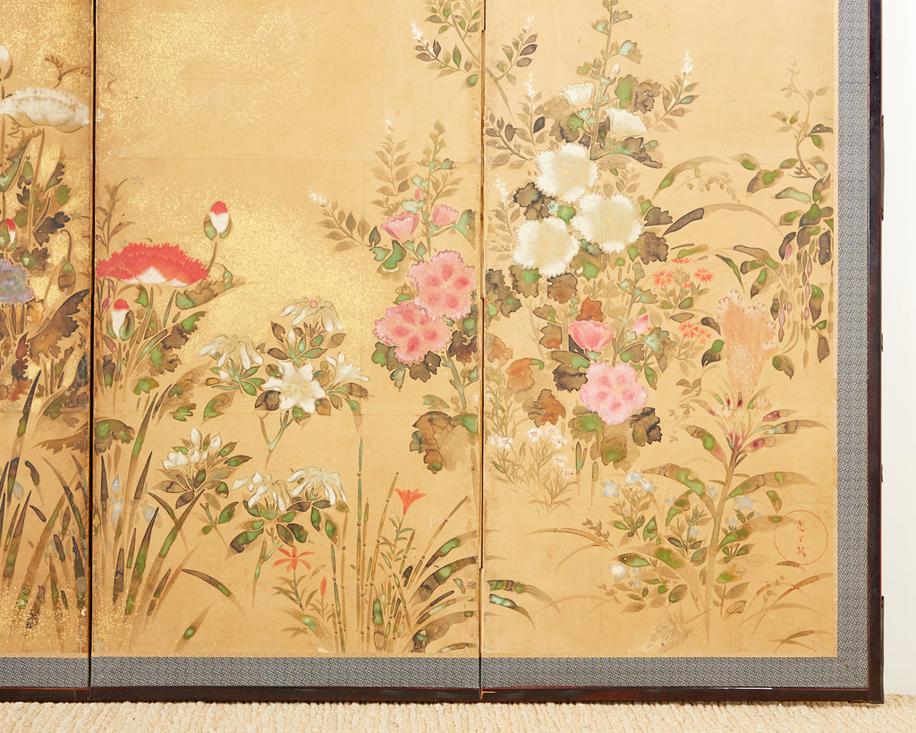 Pair of Japanese Edo Rinpa School Screens after Sostesu