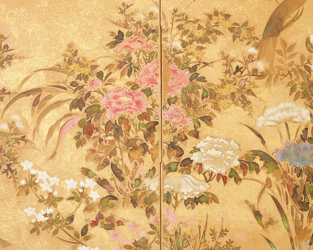 Pair of Japanese Edo Rinpa School Screens after Sostesu