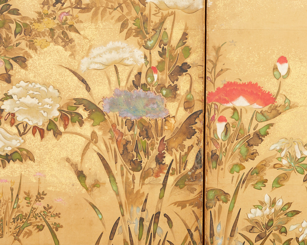 Pair of Japanese Edo Rinpa School Screens after Sostesu