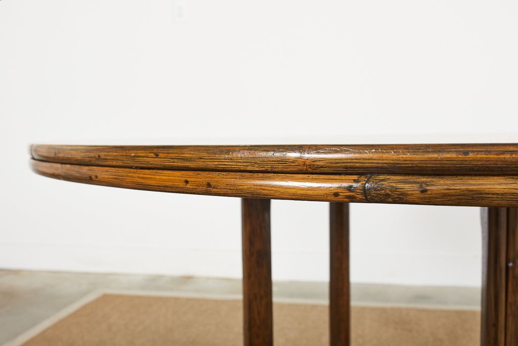 McGuire Organic Modern Round Rattan Oak Dining Table