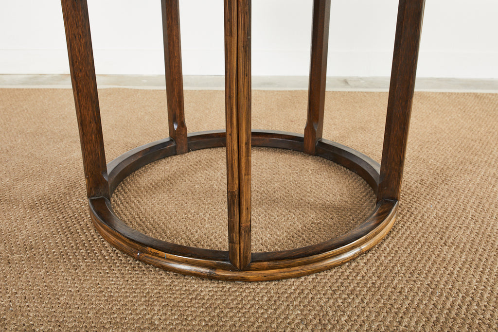 McGuire Organic Modern Round Rattan Oak Dining Table