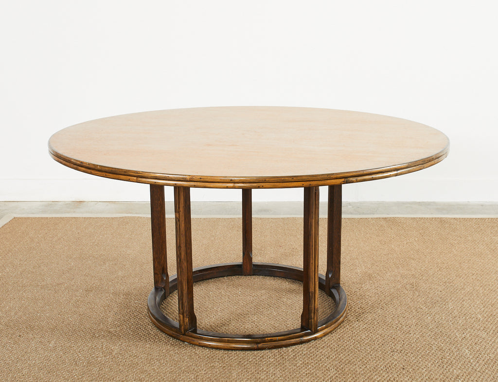 McGuire Organic Modern Round Rattan Oak Dining Table