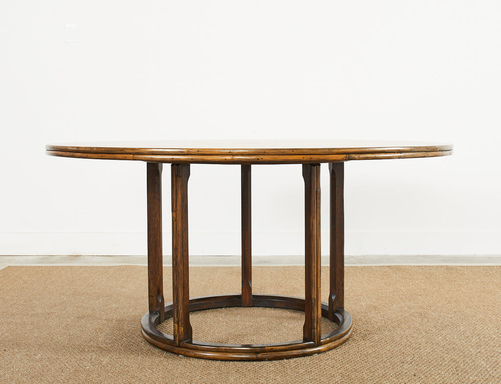 McGuire Organic Modern Round Rattan Oak Dining Table