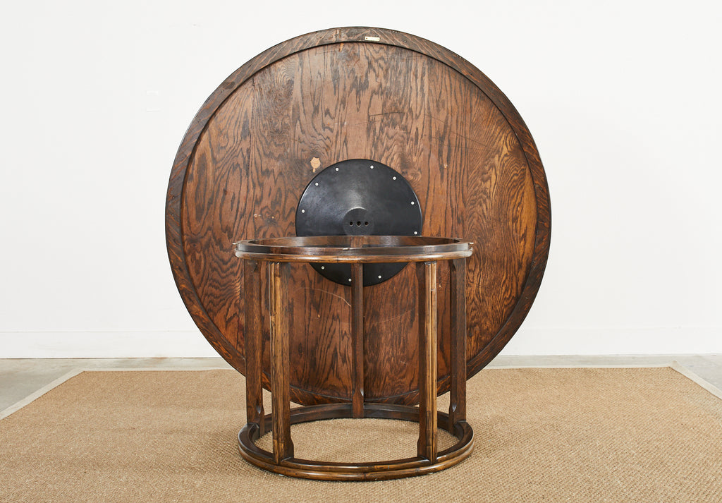 McGuire Organic Modern Round Rattan Oak Dining Table