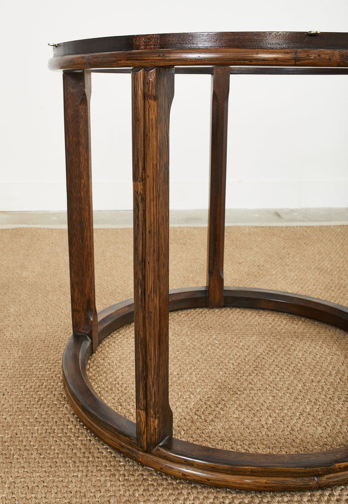 McGuire Organic Modern Round Rattan Oak Dining Table