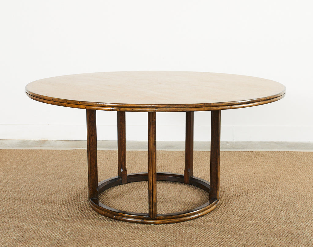 McGuire Organic Modern Round Rattan Oak Dining Table