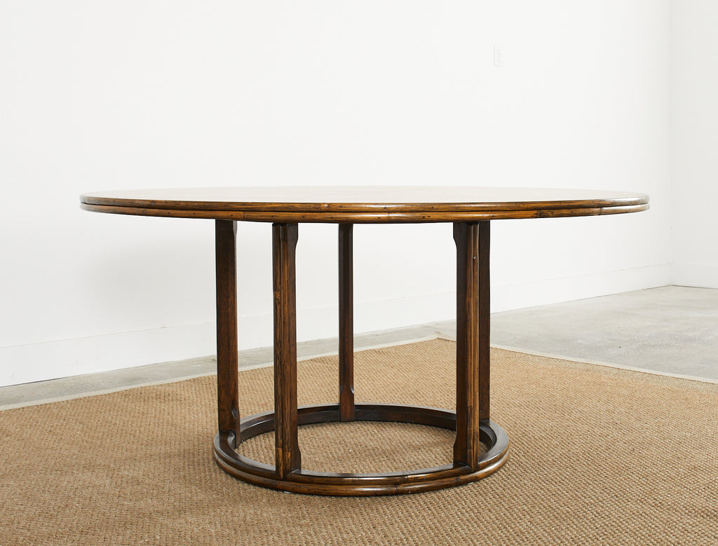 McGuire Organic Modern Round Rattan Oak Dining Table
